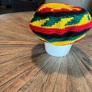 Rasta hat 100% cotton Bob Marley yellow red black flat cap Reggae beret costume